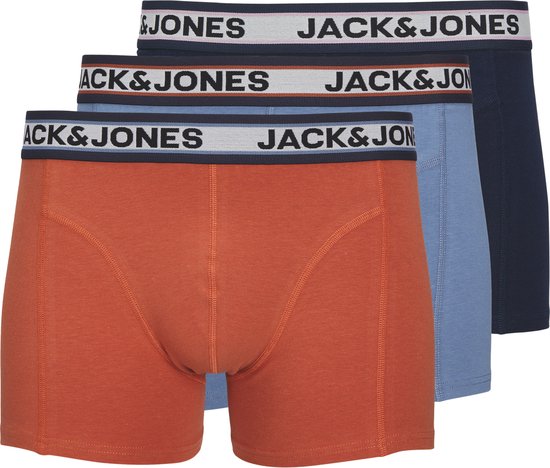 Jack & Jones Heren Boxershorts Trunks JACMARCO Oranje/Blauw 3-Pack - Maat S
