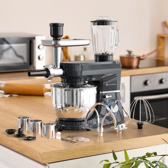 Robot Culinaire KitchenBrothers - Set Complet - 15 Accessoires de vêtements pour bébé - Robot Culinaire - 6L - 1500W - Anthracite