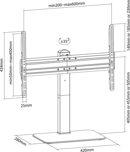 Gemotoriseerde TV-Standaard 37 - 80  Maximaal schermgewicht: 60 kg