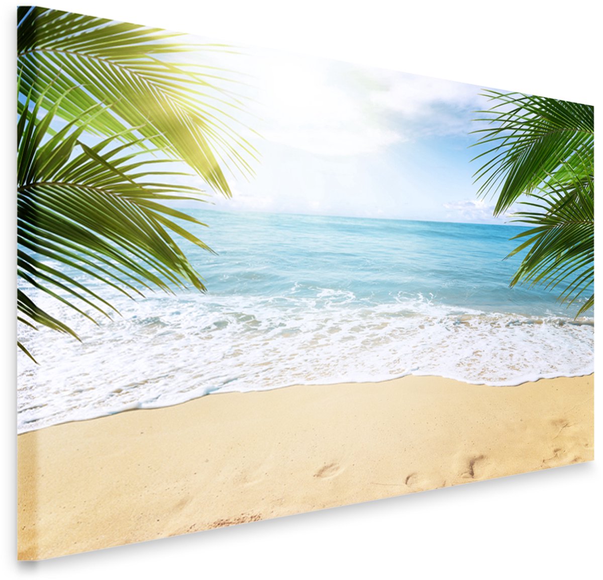 karo-art Schilderij - Afgelegen strand, het paradijs met uitzicht op de Oceaan, premium print, wanddecoratie, stevig verpakt geleverd Multikleur