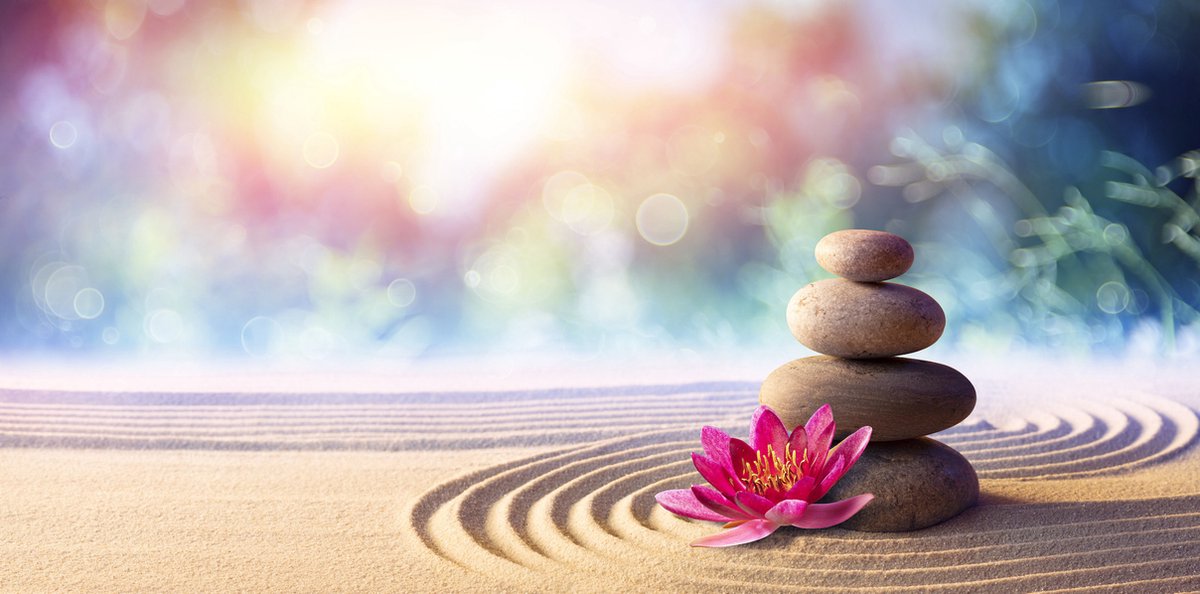 karo-art Poster - Zen stenen en Lotus Bloem, Inspiratie, premium Print, verpakt in stevige rolkoker Multikleur