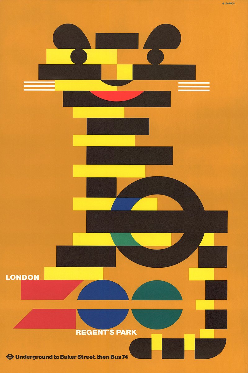 karo-art Poster - Tiger, London Zoo, 1976 Londen, Premium Print, Verpakt in stevige kartonnen rolkoker Multikleur