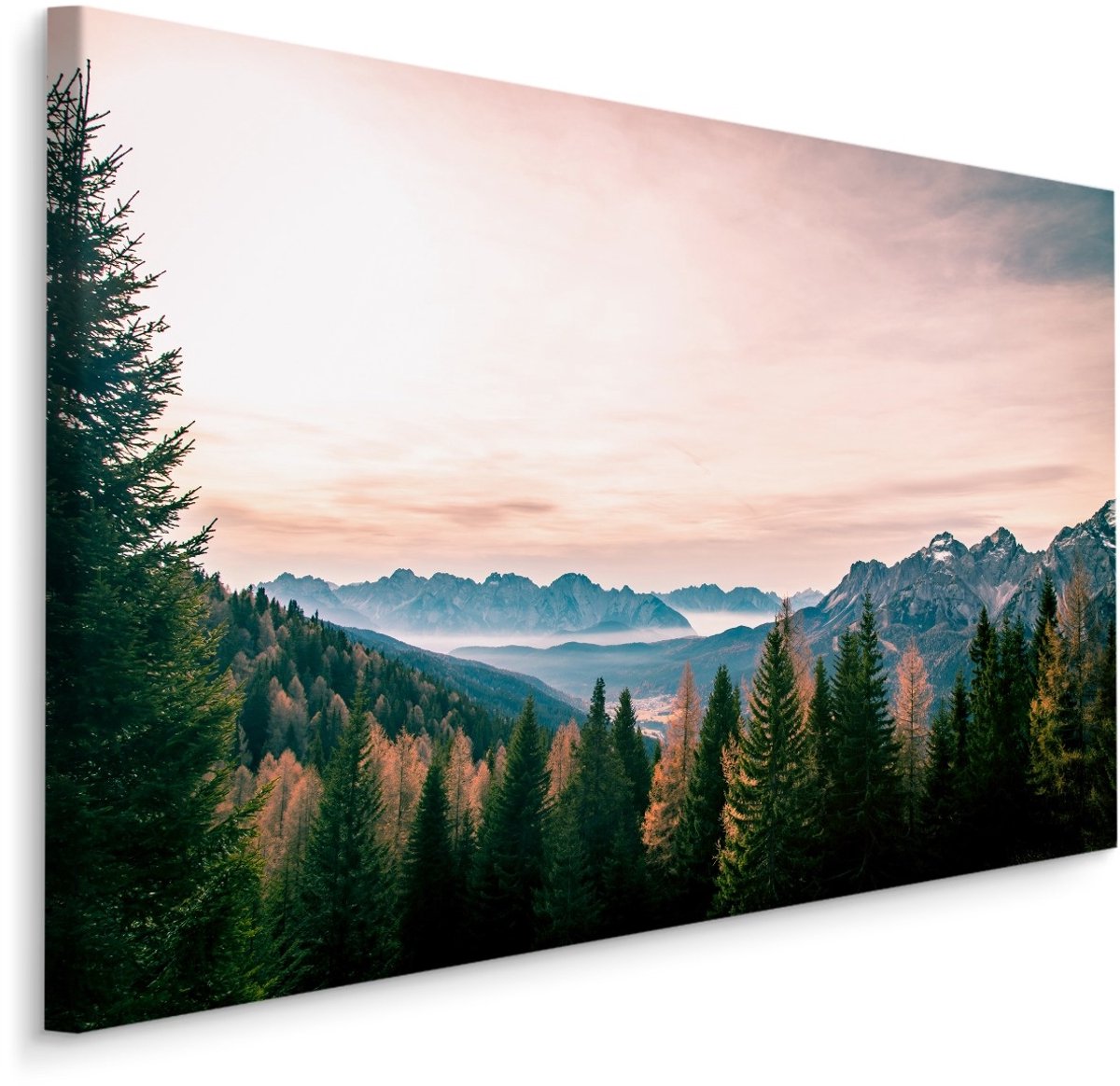 karo-art Schilderij - Uitzicht over de Italiaanse Alpen, Premium Print Multikleur