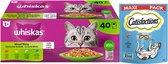Whiskas & Catisfactions kattenvoeding - mix natte voeding en snacks met zalm - 6180g