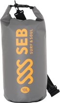 SEB Drybag 10 liters Grey - Neon Orange | waterdichte tas - dry bag - sup board - kajak - kano - 10L