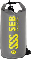 SEB Drybag 10 liters Grey - Neon Yellow | Waterdichte tas - Peddelen - Kajak - Kano