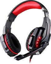 G9000 Gaming headset Met microfoon en draad, Noise cancelling hoofdtelefoon LED-licht, bassurround, zachte geheugen-oorbeschermers voor PS4 PC Xbox One PS5, Rood