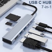 7 in 1 USB C Hub - 7 Poorten - Ultralight USB Splitter - USB C Dock - USB C naar 4K HDMI, USB3.0*2, SD/TF, USB-C, 100w PD