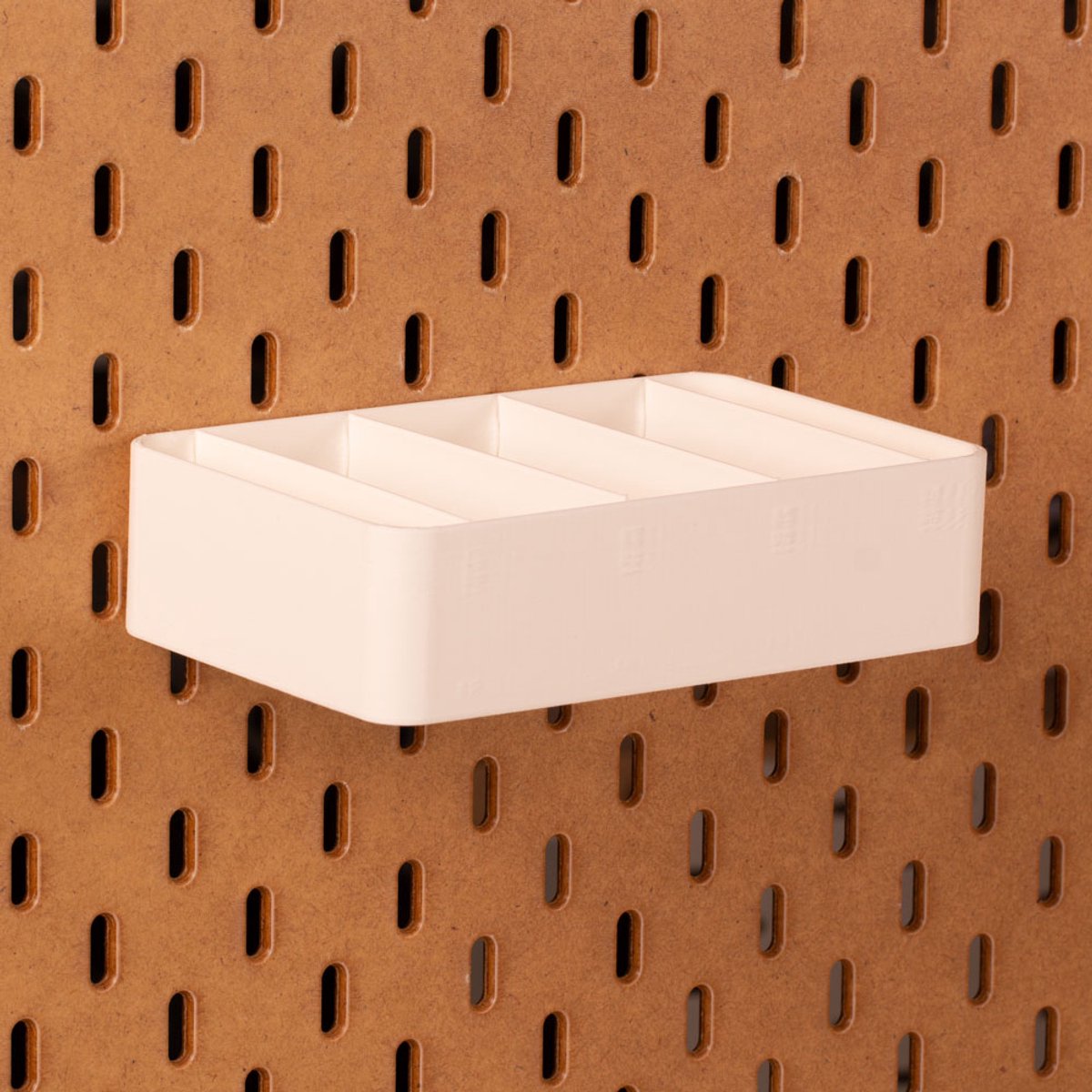 Standaard bakje voor Ikea Skadis pegboard 16x10x4 cm - Wit - Met tussenschotjes - Opberger