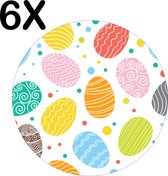 BWK Luxe Ronde Placemat - Vrolijke Gekleurde Paas Eieren - Set van 6 Placemats - 40x40 cm - 2 mm dik Vinyl - Anti Slip - Afneembaar