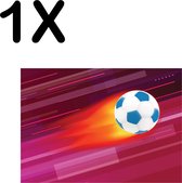 BWK Textiele Placemat - Voetbal met Vuur - Rode Achtergrond - Set van 1 Placemats - 40x30 cm - Polyester Stof - Afneembaar