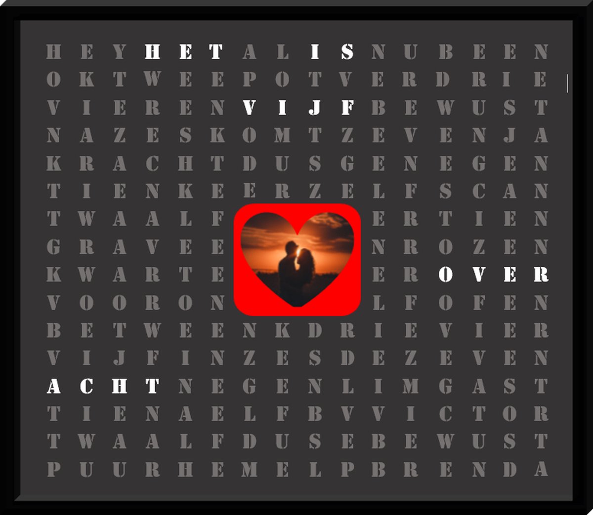 Gepersonaliseerde Wi-Fi Woordklok met eigen foto-37 x 37 cm-Lettertype Robuust-Kado-Huwelijks cadeau-Huwelijks kado