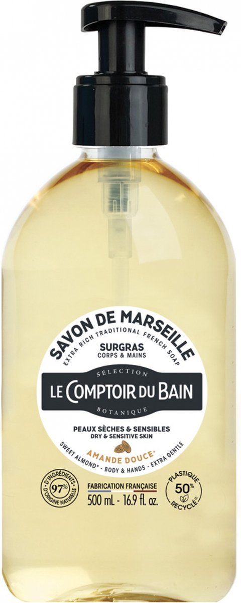 Le Comptoir du Bain Supervette Marseillezeep Zoete Amandel 500 ml