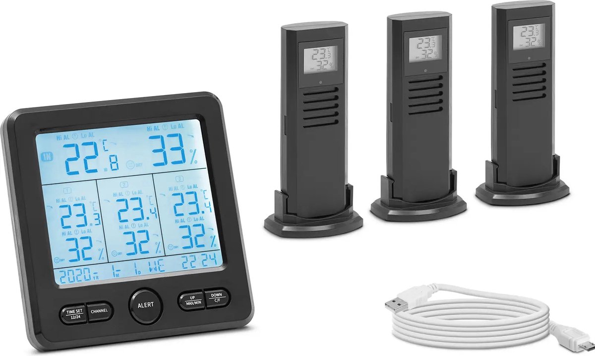 Steinberg Klimaatstation - draadloos - LCD - 3 sensoren
