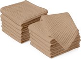 Sneldrogende keukentheedoeken, 12 stuks, katoen, 30 x 30 cm, zeer absorberende keukendoeken voor afwassen en afvegen van werkbladen, beige