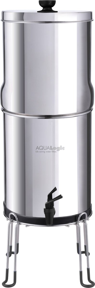 AQUA Logic - Gravity RVS - CS-Ultra - Waterfilter - Actieve kool - Nano Zilver - Ultra Membranen 0,03mcr - Gen2 (zwaartekracht-waterfilter-set)