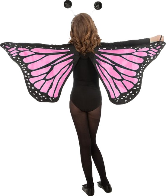 Vlinder verkleed set - vleugels en diadeem - roze - kinderen - carnaval verkleed accessoires