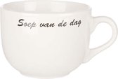 Cosy & Trendy Kommetjes/soepkommen voor dessert/ontbijt - Keramiek - D10 x 8 cm - wit - stapelbaar - met oor