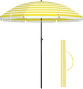 Parapluie Rayé Wit Blanc 200 cm - Parasol Octogonal Rayé - Pour Jardin et Balcon