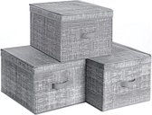opbergdozen met deksel, vouwstofboxen met etikethouder, stoffen doos, dobbelstenen, 30 x 40 x 25 cm, grijs gevlekt