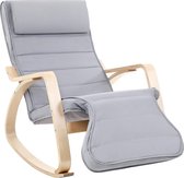 Schommelstoel, relaxstoel, 5 voudig verstelbare voetensteun, tot 150 kg belastbaar, lichtgrijs