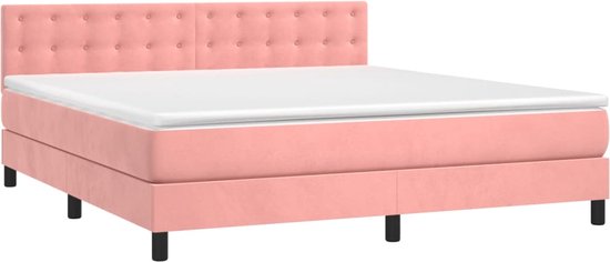 vidaXL Sommier tapissier avec matelas Velours rose 160 x 200 cm