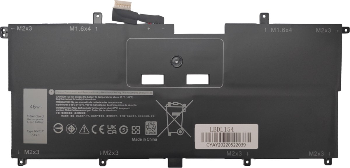 Compatible Accu geschikt voor o.a. Dell XPS 13-9365 - 7.6V / 46Wh - P/N: NNF1C / HMPFH