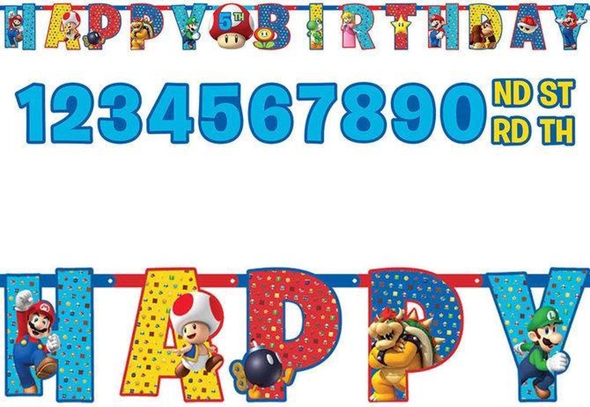 Guirlande D Age Super Mario Bros Joyeux Anniversaire 3 2 Mtr Bol Com