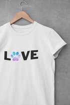 Shirt - Dog love - Wurban Wear | Grappig shirt | Leuk cadeau | Unisex tshirt | Honden | Puppy | Hondenmand | Bench | Hondenvoer | Wit & Zwart