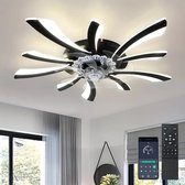 LuxiLamps - 5 Vleugel Ventilator Lamp - Dimbaar Met Afstandsbediening - Zwart - Plafondventilator Met LED - Woonkamerlamp - Moderne lamp - Plafonniere