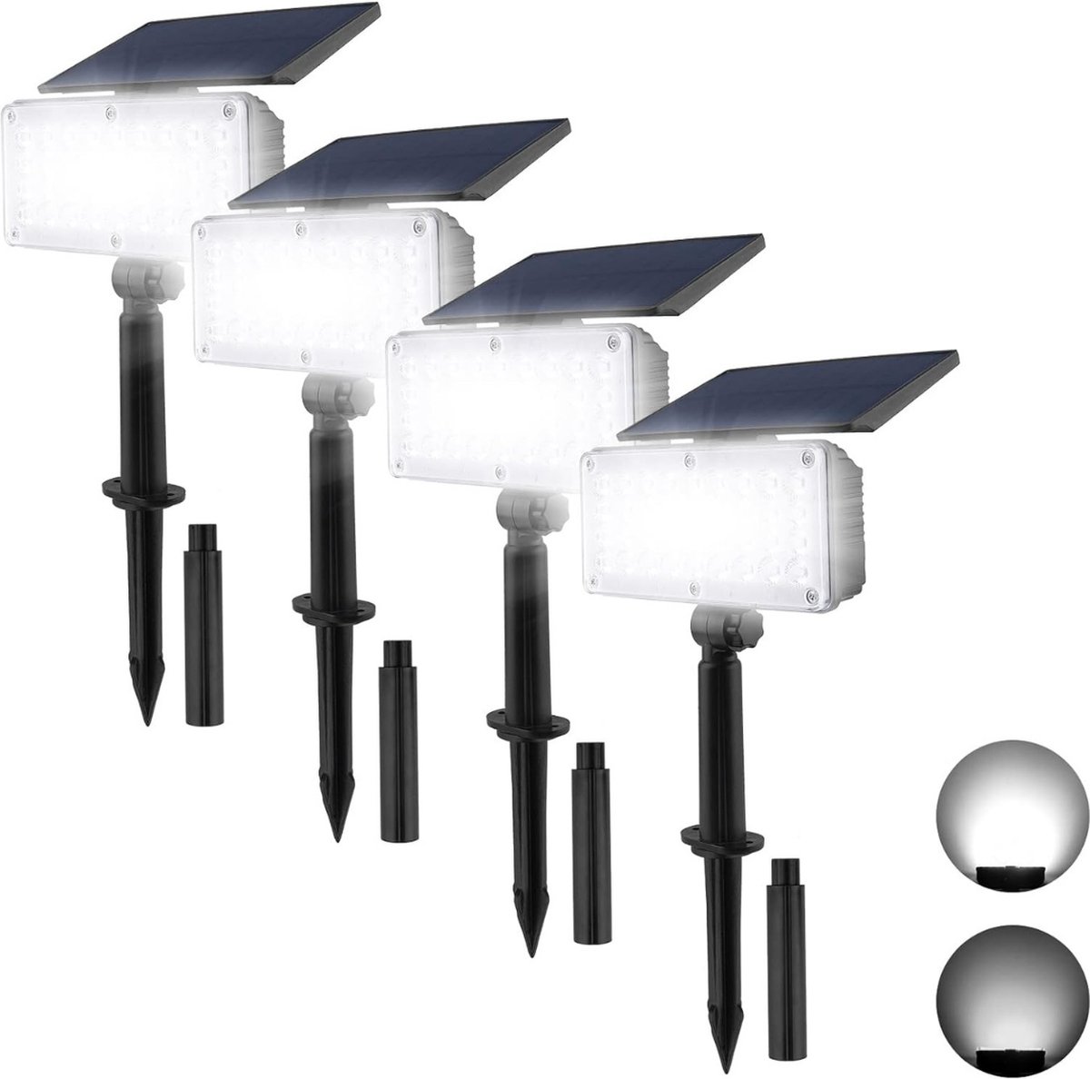 Solar Tuinverlichting Set van 4 Waterdichte Zonnelampen met 36 LED's voor Tuin Bomen Pad en Terras Verlicht uw Buitenruimte in Stralend 6000 K Licht