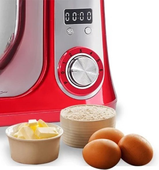 Primero - Keukenmachine - keukenmixer - foodprocessor - mixer - blender - keukenmachines - mixer met mengkom - mixers - 6L kom - Rood van Primero — afbeelding 3