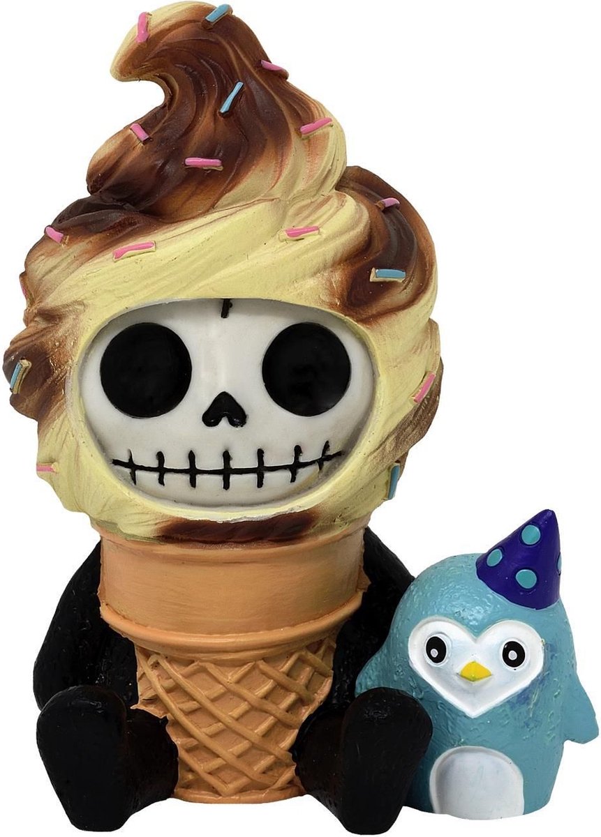 Furrybones - Furrybone Ice Cream - Eng Schattig Verzamelbeeldje - (hxbxd) ca. 8cm x 6cm x 4cm - Handbeschilderd