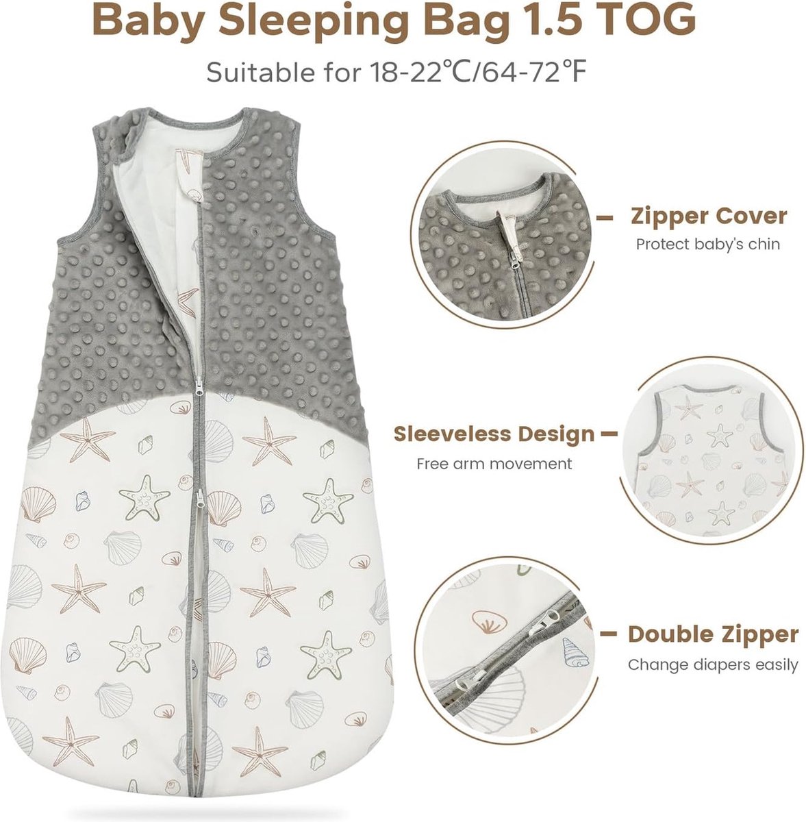Image of ademend 100% katoen mousseline zachte inbakerdeken | Unisex slaapzak voor babymeisjes en jongens M(6-12 Maanden)