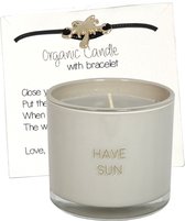MY FLAME - bougie de soja avec bracelet à vœux - 'Have Sun' - Fig's Delight - 35 heures de combustion - Gris clair
