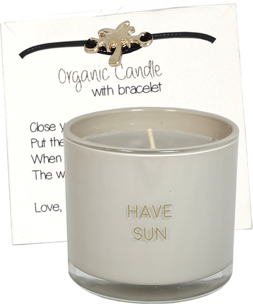 My Flame Lifestyle MY FLAME - sojakaars met wensarmbandje - 'Have Sun' - Fig's Delight - 35 branduren - Licht grijs