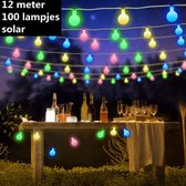 Éclairage de jardin avec guirlande de boules rondes à énergie solaire - 12 mètres de long 100 lumières LED - 8 modes de clignotement - Multicolore