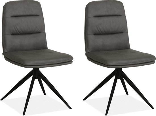MX Sofa Eetkamerstoel Giza - Antraciet (set van 2 stoelen)