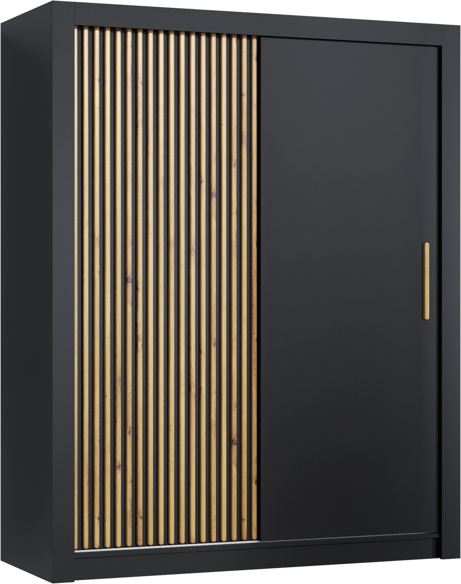 Promeubels Pro-meubels - Kledingkast Milan - 160cm - Zwart mat - Garderobekast - Slaapkamer - Schuifdeur