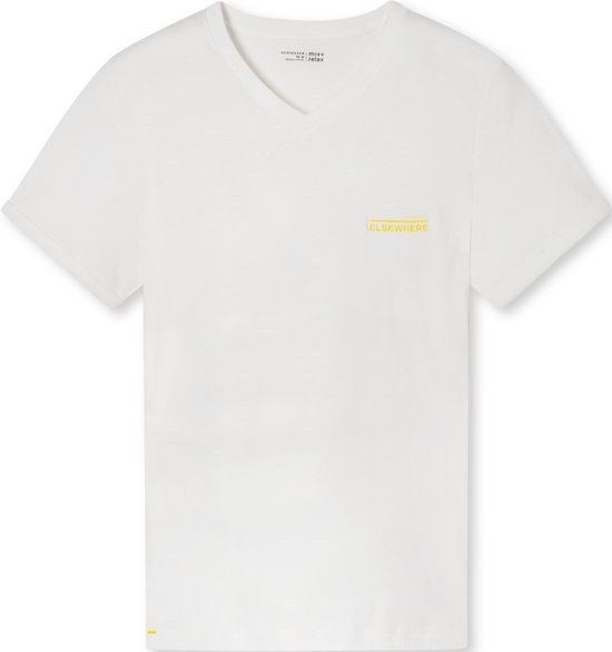 SCHIESSER Mix+Relax T-shirt - heren shirt korte mouw biologisch katoen V-hals gebroken wit - Maat: XL