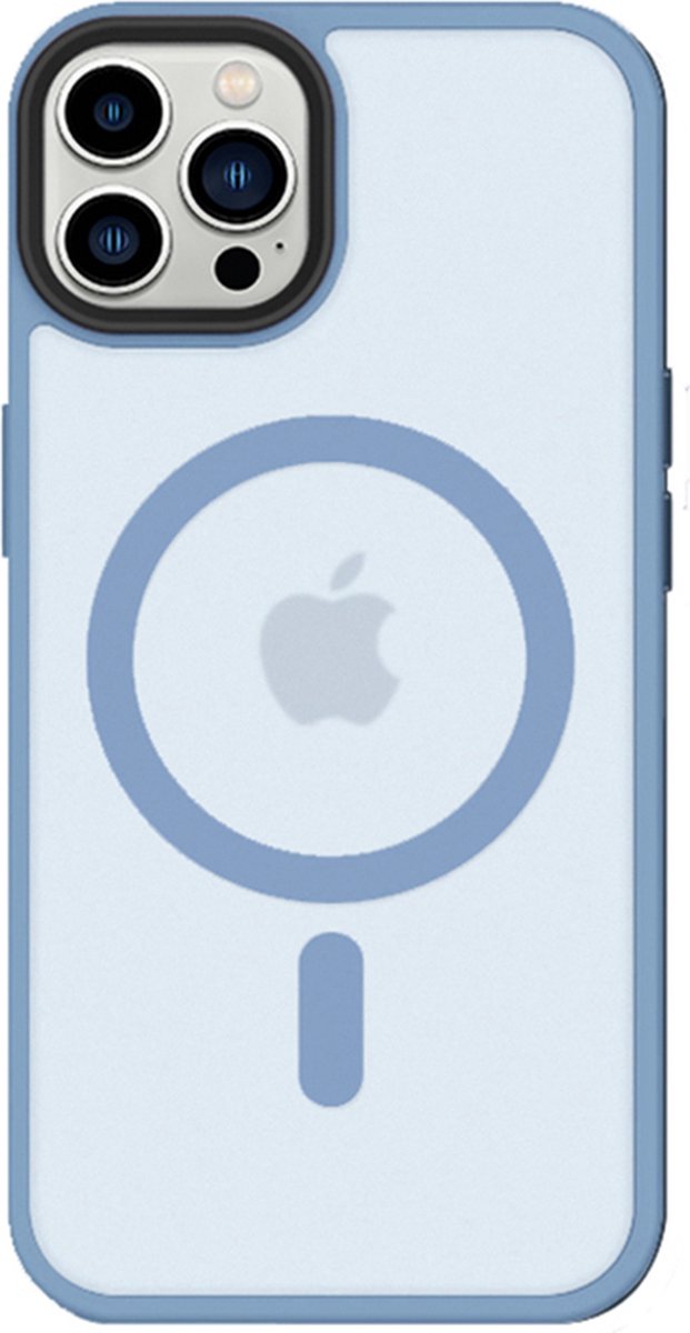 iPhone 14 Pro Max hoesje Transparant Mat Licht Blauw geschikt voor MagSafe - 6,7 inch