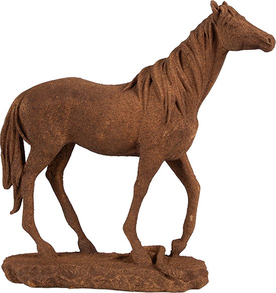 Clayre & Eef Decoratie Beeld Paard 21x7x21 cm Bruin Polyresin