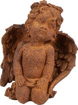 Clayre & Eef Figurine décorative Ange 11 cm Marron Polyrésine Sculpture religieuse