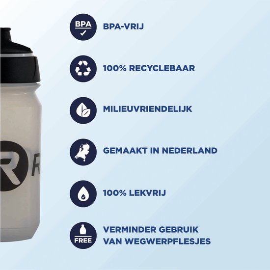 Rogelli Sportbidon 500ml - Fietsbidon - Drinkfles BPA vrij - Transparant van Rogelli — afbeelding 5