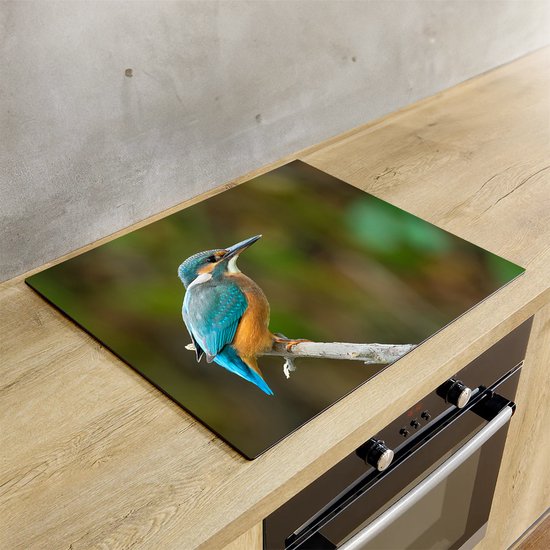 Chefcare Inductie Beschermer Blauwe IJsvogel op een Tak - 95x50 cm - Afdekplaat Inductie - Kookplaat Beschermer - Inductie Mat