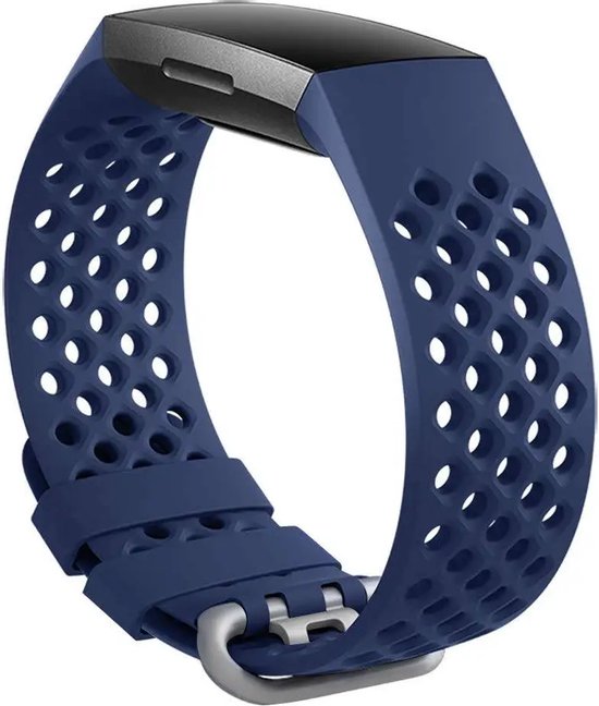 Bandje Voor Fitbit Charge 3 & 4 Sport Point Band - Donkerblauw - Maat ...