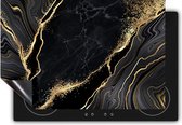 Chefcare Inductie Beschermer Abstracte Kunst - Marmer met Gouden Tinten - 81,2x52 cm - Afdekplaat Inductie - Kookplaat Beschermer - Inductie Mat
