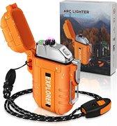 DiverseGoods USB Rechargeable Lighter, Waterproof Dual Arc Lighters for Camping Hiking Outdoor Survival Kits (Upgrade-Orange)