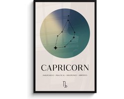 Poster in lijst - Fotolijst 80x120 cm - Posters - Sterrenbeeld - Capricorn - Steenbok - Sterren - Zodiac sign - Posterlijst zwart - Decoratie - Wanddecoratie woonkamer - Muurdecoratie slaapkamer