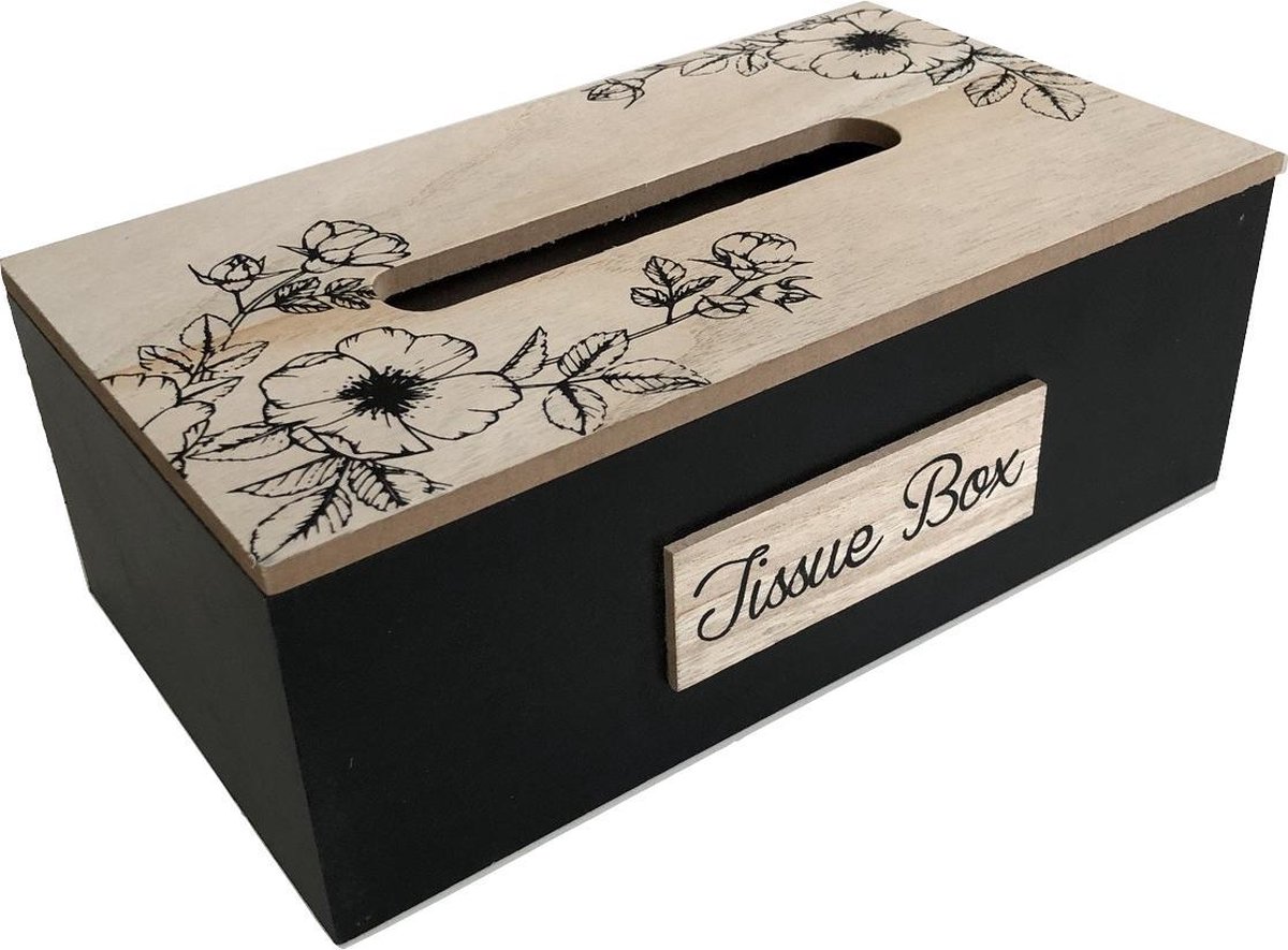 Tissue box , zakdoekendoos, tissuehouder, tissuedoos zwart / bruin